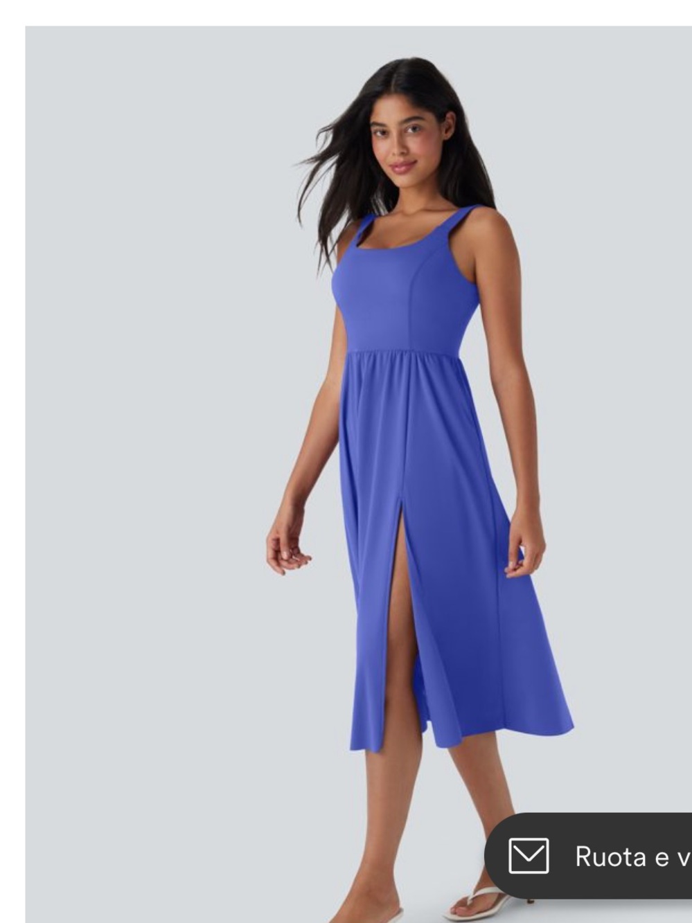 Halara SoftlyZero™ Airy Padded InstantCool Midi Casual Dress Pockets size L blue